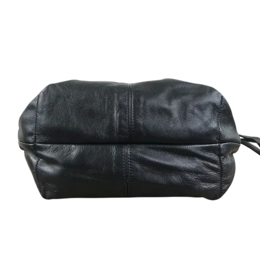 S.A.S. Genuine Leather Crossbody Bag Black Slouchy Everyday Timeless Made In USA